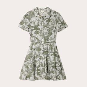 Robe chemise évasée vert femme
