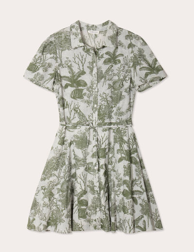 Robe chemise évasée vert femme