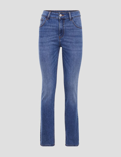 Jeans droit taille haute denim stone femme