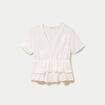 Blouse d&eacute;collet&eacute; manches courtes ecru femme