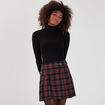 Pull col roulé côtelé noir femme