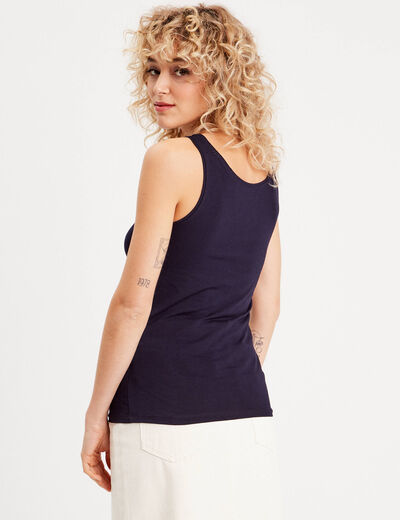 Débardeur bretelles larges bleu marine femme