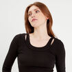 T-shirt manches longues 2-en-1 noir femme
