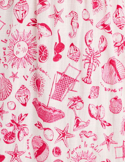 Robe longue évasée smockée rose fushia femme