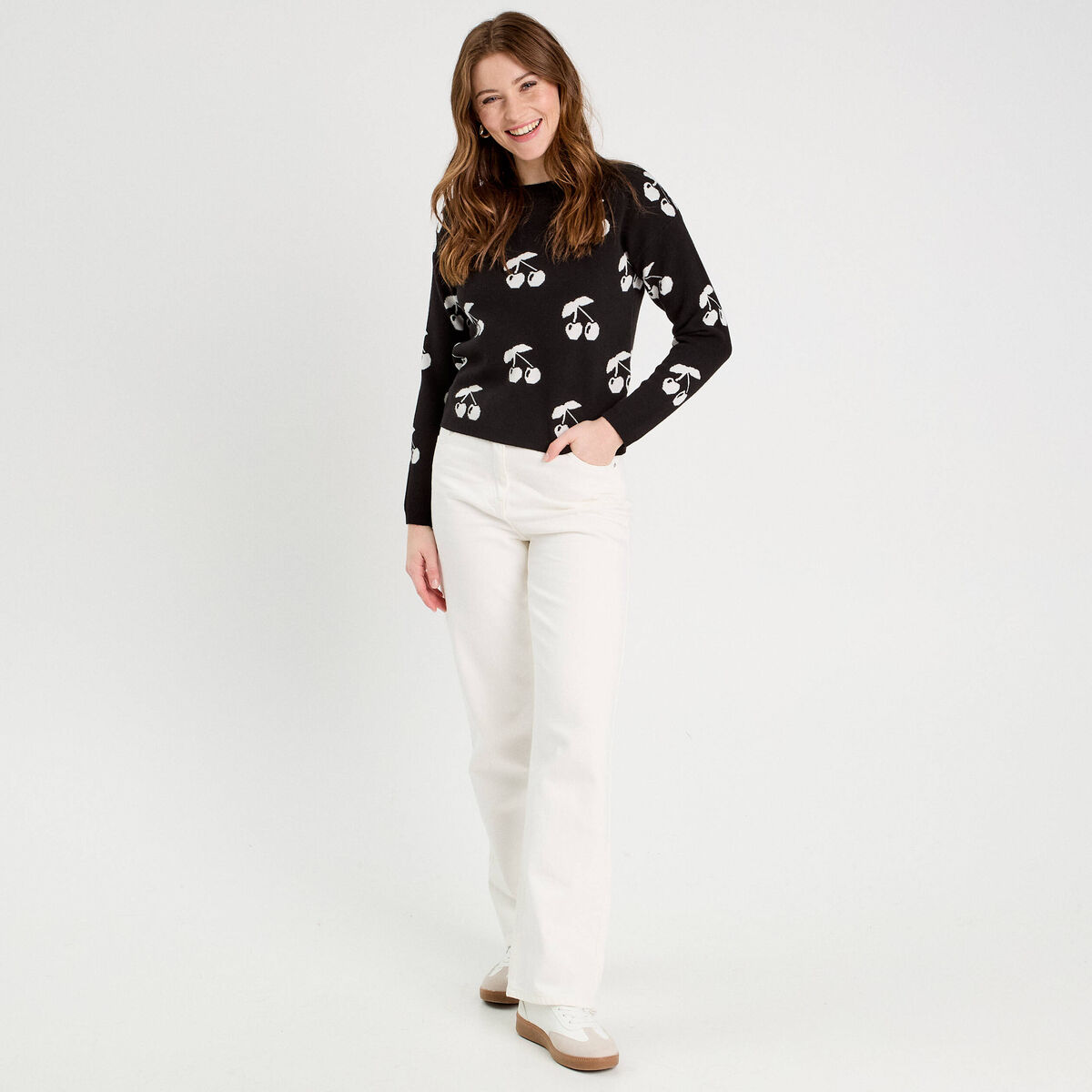 Pull manches longues noir femme