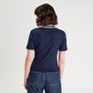 Polo c&ocirc;tel&eacute; manches courtes bleu marine femme