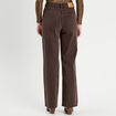 Jeans wide leg taille haute marron fonc&eacute; femme