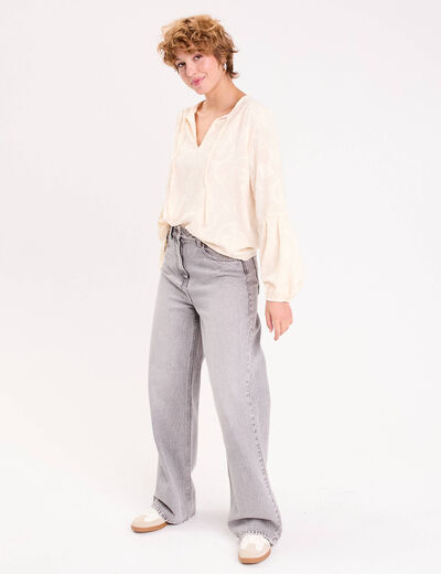 Blouse manches longues ecru femme