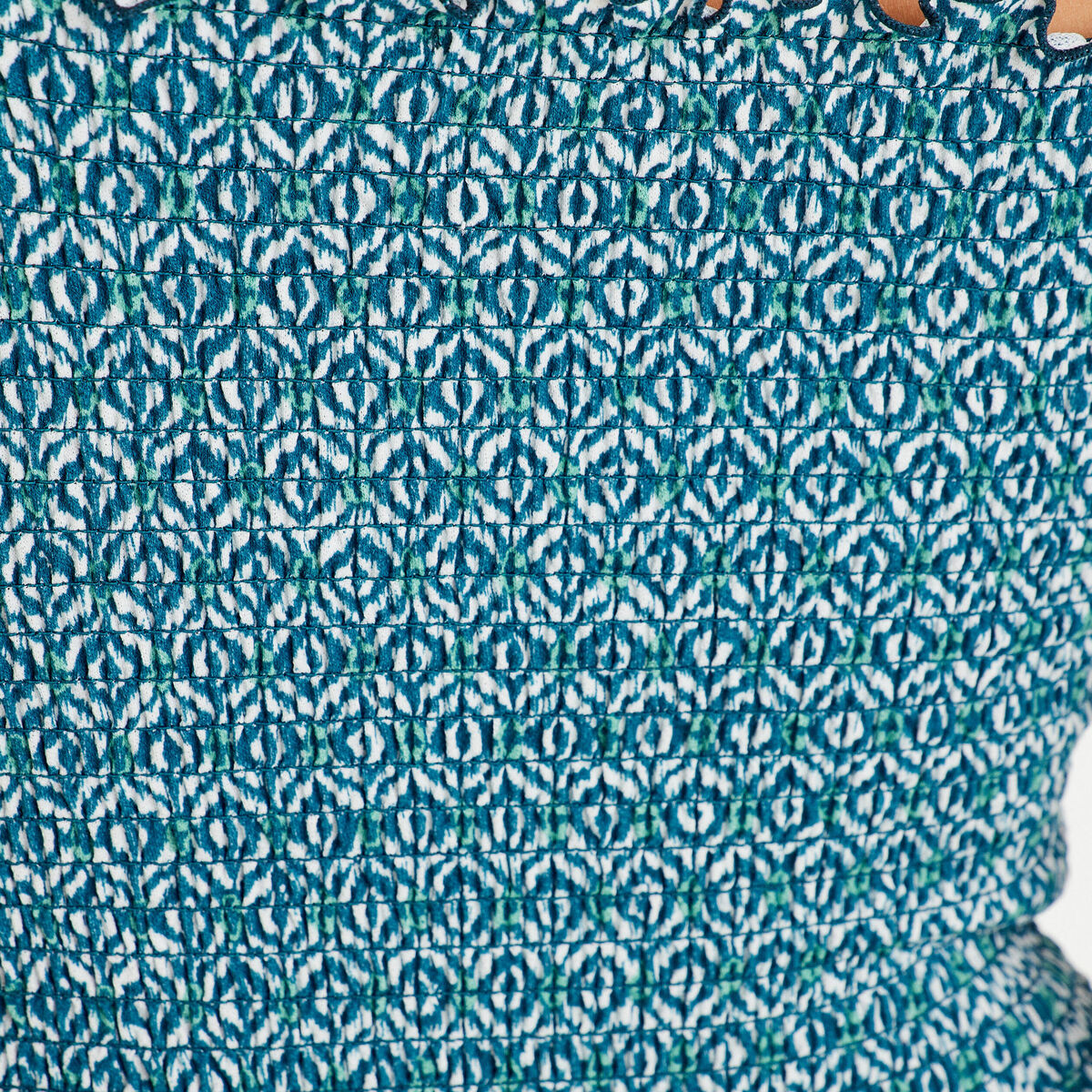 Bandeau smocké cropped bleu femme