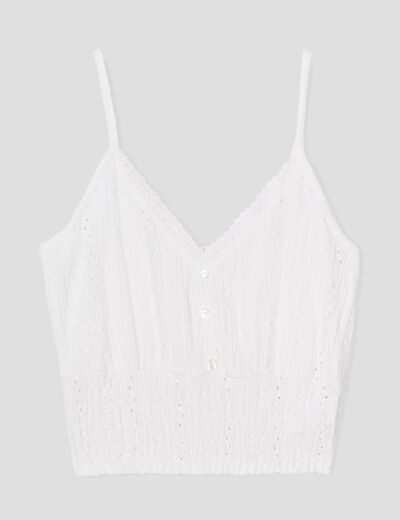Blouse broderie anglaise ecru femme