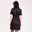 Robe droite courte col chemise noir femme