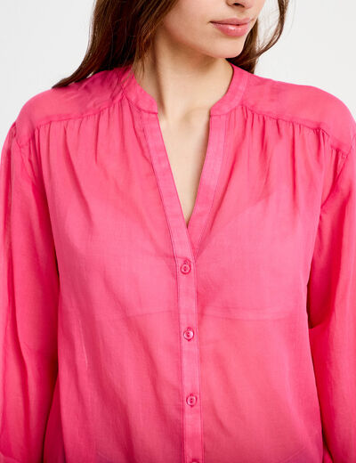 Blouse oversize manches longues rose fushia femme