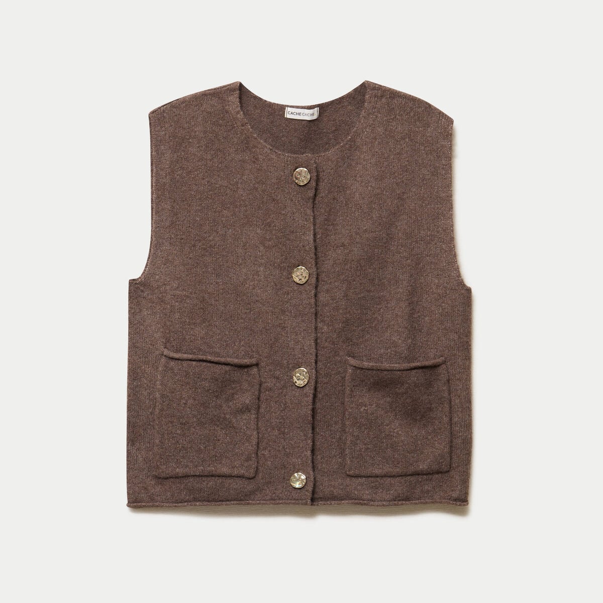 Gilet sans manches marron fonc&eacute; femme