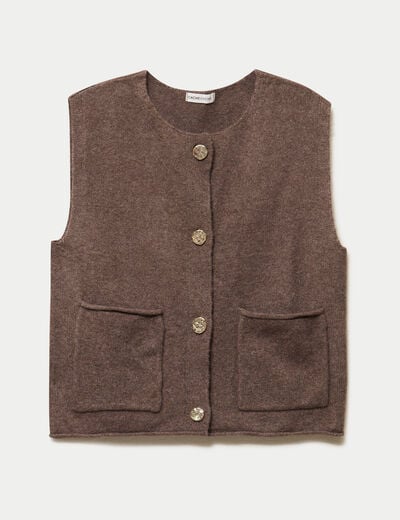 Gilet sans manches marron fonc&eacute; femme