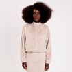Veste fausse fourrure sable femme