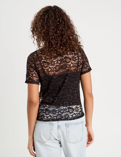 T-shirt manches courtes noir femme