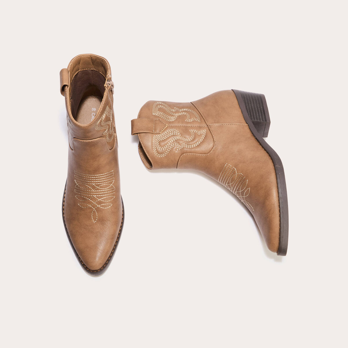 Bottines western marron clair femme