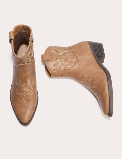 Bottines western marron clair femme