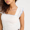 Débardeur smocké blanc femme