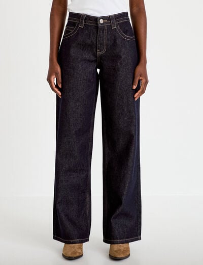 Jeans droit taille basse denim brut clean femme