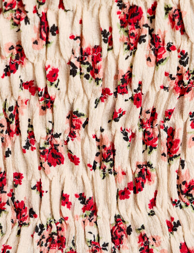 Débardeur smocké brodé blanc femme