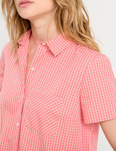 Chemise manches courtes rose corail femme