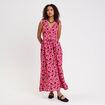 Robe longue &eacute;vas&eacute;e col v sans manches rose femme
