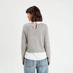 Pull col chemise bijoux gris clair femme