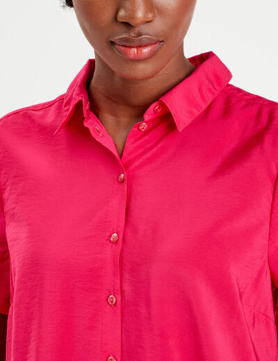 Chemise manches courtes rose fushia femme