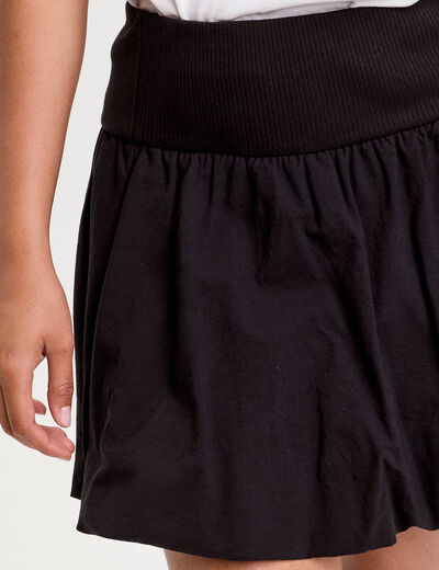 Jupe courte évasée effet boule noir femme