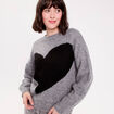 Pull col rond manches longues gris fonc&eacute; femme