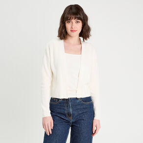 Gilet manches longues ecru femme