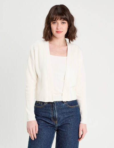 Gilet manches longues ecru femme