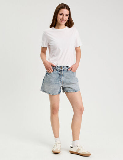 Short large en jean denim dirty femme