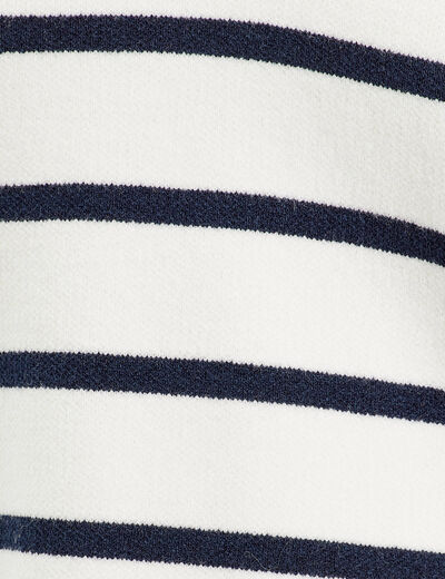 Pull manches longues col polo ecru femme