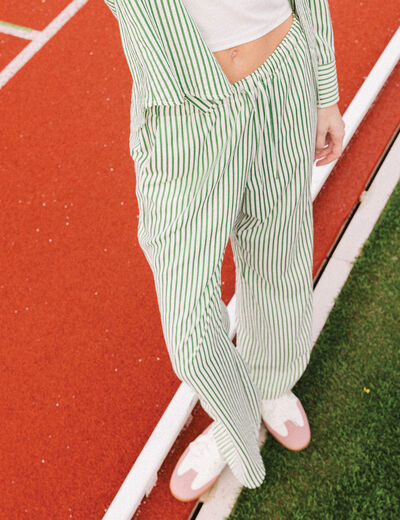 Pantalon large vert fluo femme