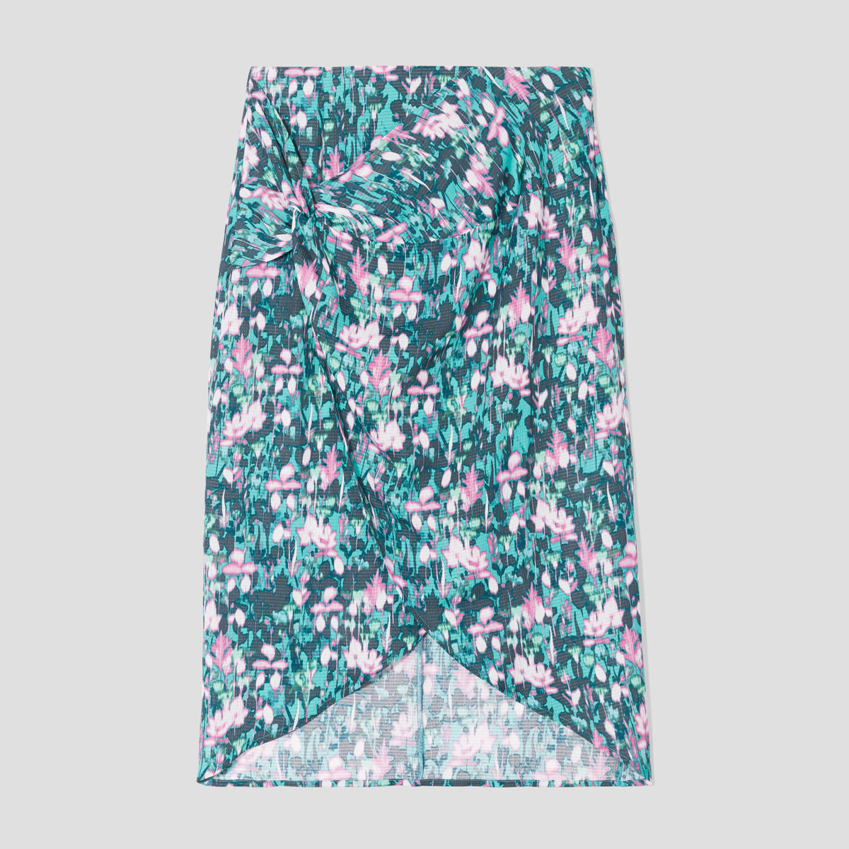 Jupe portefeuille effet noué vert femme