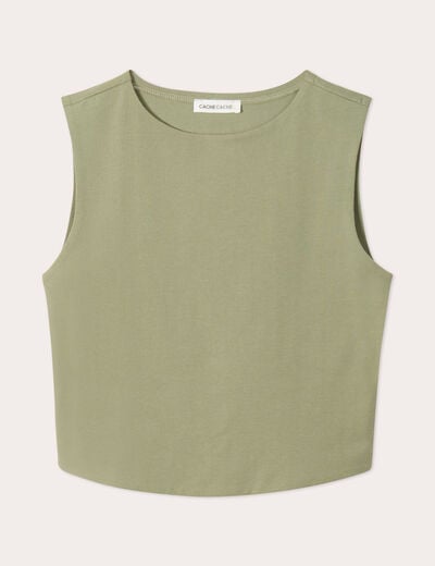 Débardeur cropped vert kaki femme