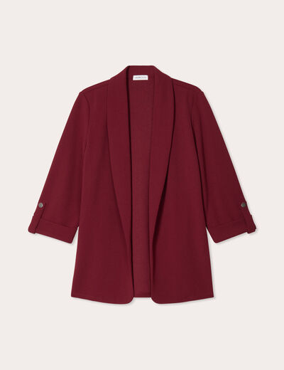 Veste blazer manches 3/4 bordeaux femme
