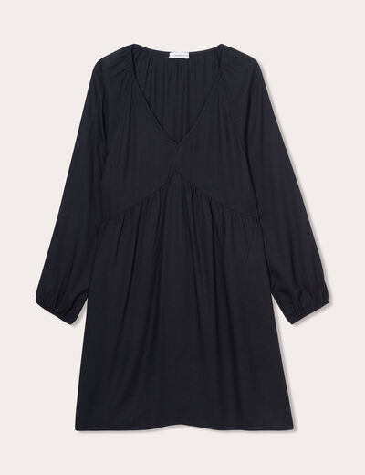 Robe évasée manches longues noir femme