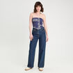 Crop top bandeau bleu marine femme