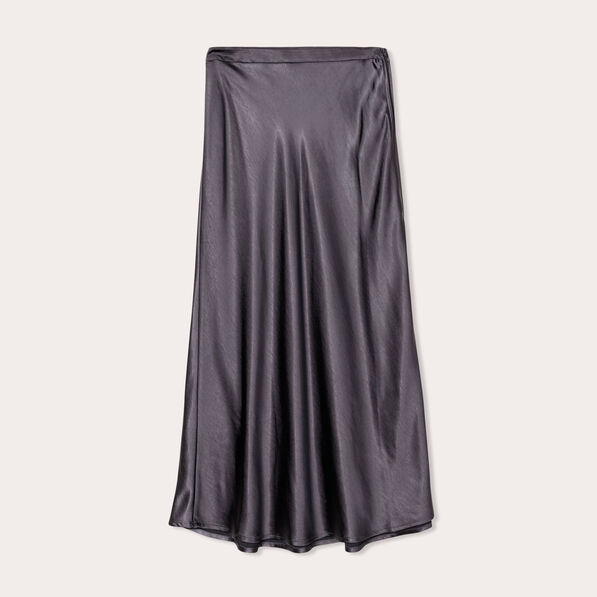 jupe midi droite satin gris fonce femme Jupe midi droite satin gris foncé femme