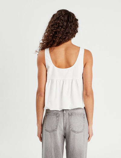 Crop top avec noeud ecru femme