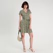 Robe évasée boutonnée vert kaki femme