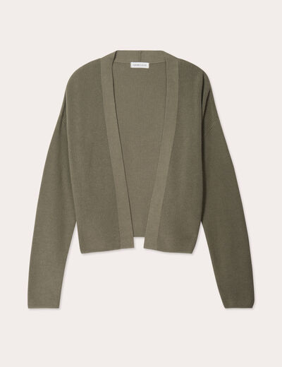 Gilet manches longues vert kaki femme