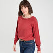 Pull avec boutons épaules vieux rose femme