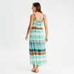 Robe longue évasée bretelles bleu femme