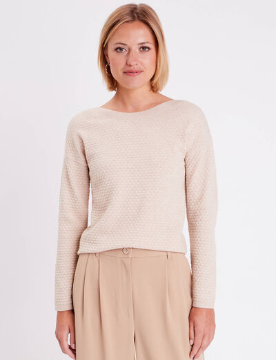 Pull col rond sable femme