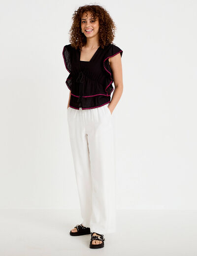 Pantalon bootcut taille standard ecru femme