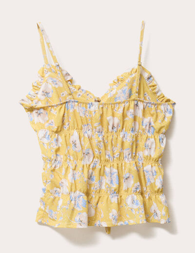 Blouse bretelles fines noeuds jaune clair femme